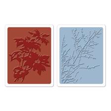 Sizzix Texture Embossing Folders - Tim Holtz / Brush Poinesttias & Winter Berries