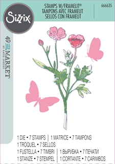 Sizzix Framelits Die & A5 Stamp Set By 49 & Market - Painted Pencil Botanical