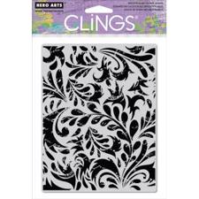 Cling Stamp - Leaf & Flower Background