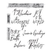 Tim Holtz Cling Rubber Stamp Set - Handwritten Holidays #1 (merry christmas)