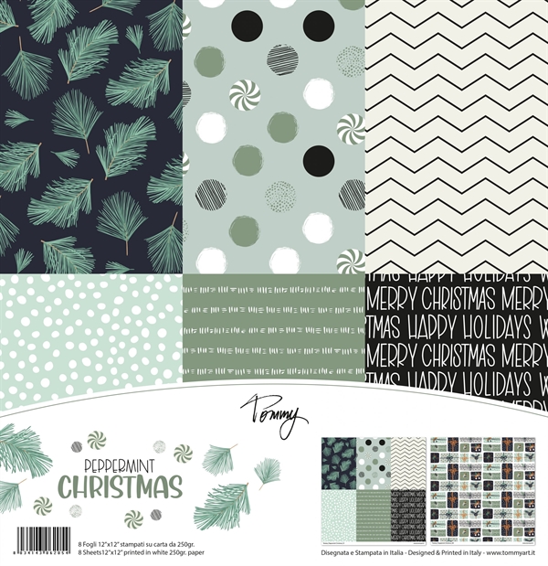 Tommy Art Paper Pack 12x12" - Peppermint Christmas