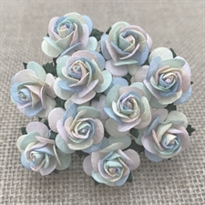 Wild Orchid Crafts - Paper Roses 15mm / Pastel Rainbow Blueish (50 stk.)