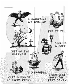 Tim Holtz Cling Rubber Stamp Set - Halloween Sketchbook