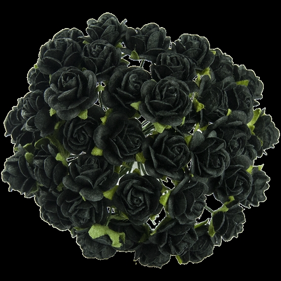 Wild Orchid Crafts - Paper Roses 15mm / Black (50 stk.)