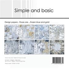 Simple and Basic Design Papers - Roses are... Frozen Blue and Gold 15x15 cm (lille)