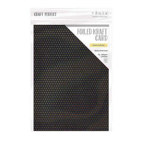 Craft Perfect (Tonic) Foiled Kraft Card - Golden Polka Dot (5 ark)