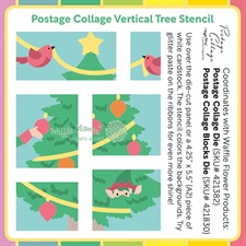 Waffle Flower Stencil Set - Postage Collage / Vertical Tree