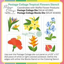 Waffle Flower Stencil Set - Postage Collage / Tropical Flowers