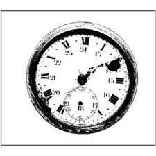Prima / Finnabarir Wood Mounted Stamp - Vintage Clock