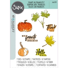 Sizzix Framelits Die & A5 Stamp Set By 49 & Market - Pencil Line Harvest