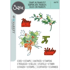 Sizzix Framelits Die & A5 Stamp Set By 49 & Market - Pencil Line Holly