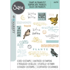 Sizzix Framelits Die & A5 Stamp Set By 49 & Market - Bird Song