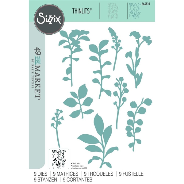 Sizzix Framelits Die Set By 49 & Market - Fine Stems 02