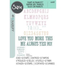 Sizzix Framelits Die & Stamp Set By 49 & Market - Fineline Alpha 01