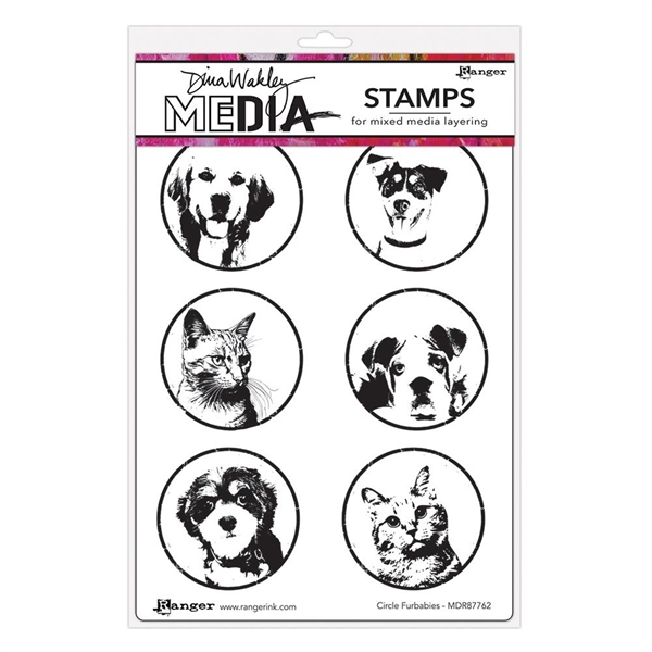 Dina Wakley Cling Rubber Stamp Set - Circle Furbabies