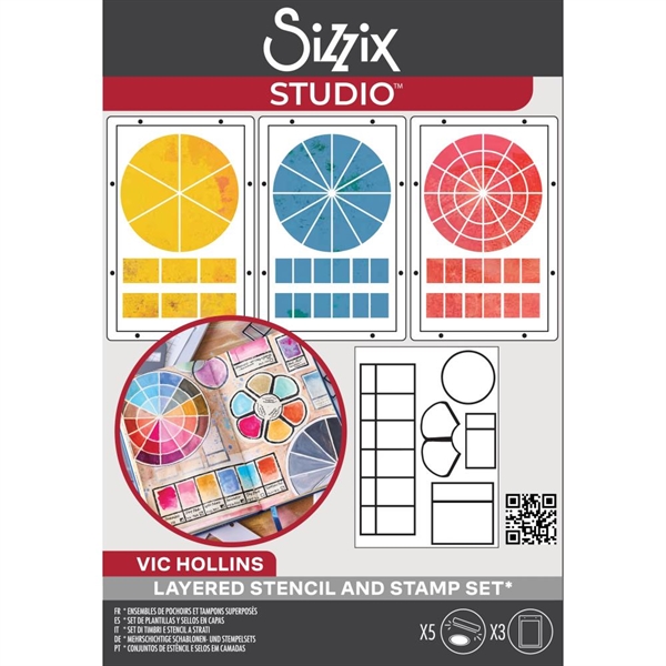 Sizzix Studio Stamp & Stencils Set - Vic Hollins / Artist Tools