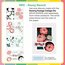 Waffle Flower Stencil Set - NESTING Postage Collage / Peony (NPC)