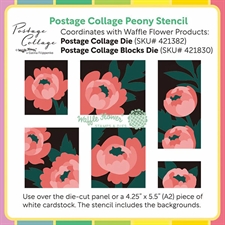 Waffle Flower Stencil Set - Postage Collage / Peony