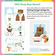 Waffle Flower Stencil Set - NESTING Postage Collage / Party Bear