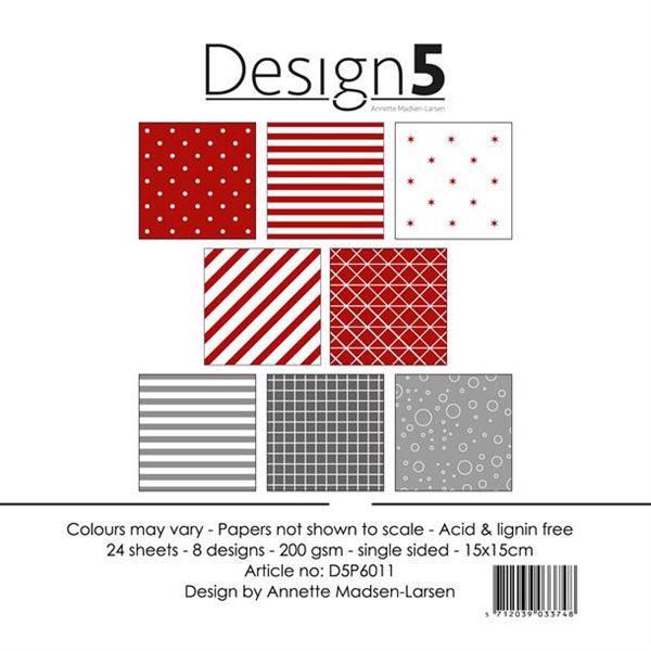 Design 5 Paper Pad 15x15 cm - Red Spacedust