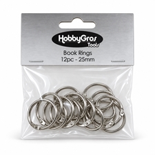 Hobbygros Book Rings - Sølvfarvet 25 mm / 12 stk. 