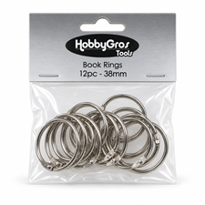Hobbygros Book Rings - Sølvfarvet 38 mm / 12 stk. 
