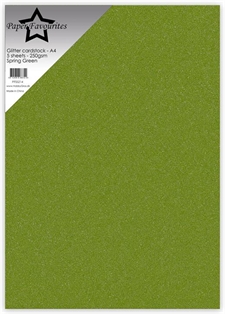 Paper Favourites Glitter Cardstock - Spring Green (5 ark)