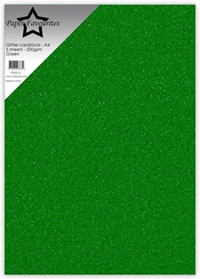 Paper Favourites Glitter Cardstock - Green (5 ark)