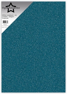 Paper Favourites Glitter Cardstock - Turquoise (5 ark)