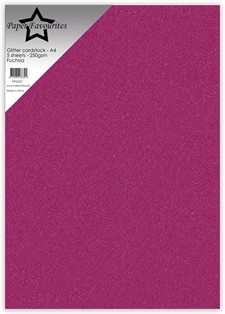 Paper Favourites Glitter Cardstock - Fuchsia (5 ark)
