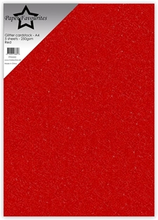 Paper Favourites Glitter Cardstock - Red (5 ark)