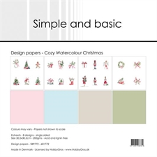 Simple and Basic Design Papers - Cozy Watercolour Christmas 30,5x30,5 cm (stor)