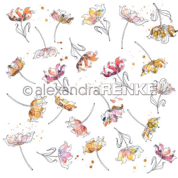 Alexandra Renke Design Scrapbook Paper 12x12" - Paradise / Big Colorful Flowers