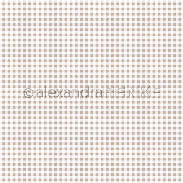 Alexandra Renke Design Scrapbook Paper 12x12" - Fine Small Brown Beige Check