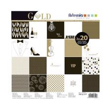 Artemio Paper Pad 12x12" - Black & Gold (40 ark)