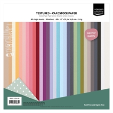 Vaessen Creative Florence 12x12" Cardstock Multipack - 60 ark Texture (30 farver)