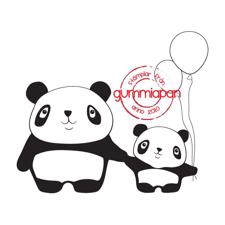 GummiApan Umonteret Stempel - Pandaer med Balloner