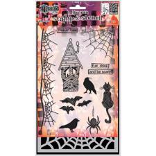 Dylusion Clear Stamp & Stencil Set - Eat Drink & Be Scary