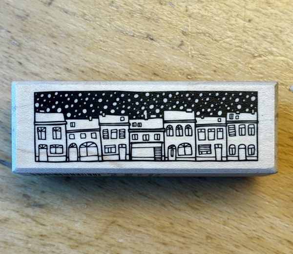 Artemio Wood Mounted Stamp - Winter Town