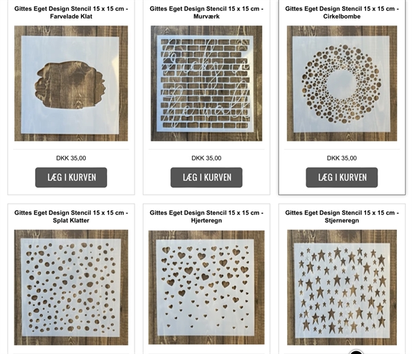 Gittes Eget Design Stencil 6x6" - Det Andet Kuld (bundle)