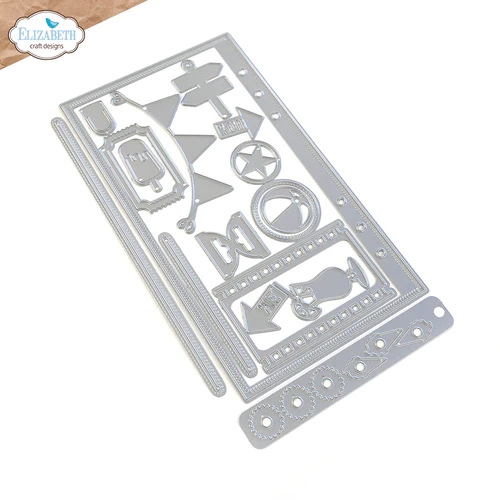 Fustelle In Metallo Elizabeth Craft Designs - Planner Essentials 30-Wave Pocket, 10 Pezzi, Dimensioni 11,9x15,5 Cm