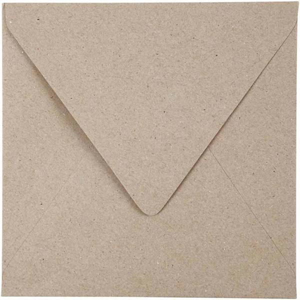 Kvist Kuverter (konvolut) - Kvadratisk / Spidslukning16x16 cm - 50 stk (brun)