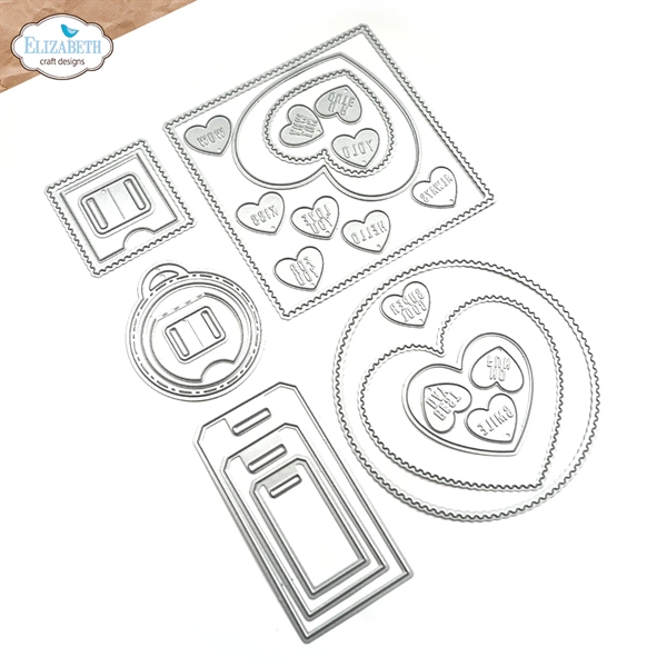 Elizabeth Crafts Planner Essentials - Die Set / Pocket Page Fillers 2 - Full Size Postage Stamps (Hearts)