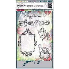 Dina Wakley Clear Stamp & Stencil Set - Winter Holiday