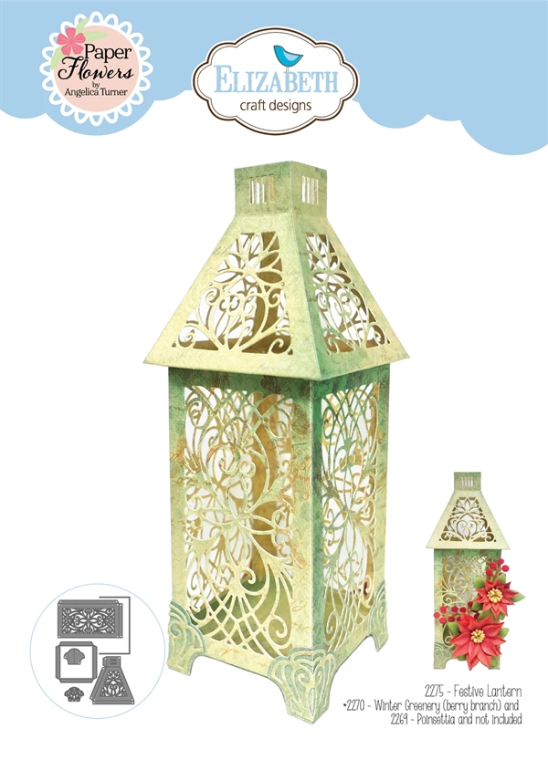 Elizabeth Crafts Die - Festive Holly Collection / Festive Lantern
