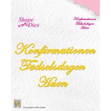 Nellie Snellen Shape Die - Dansk Tekst / Konfirmationen-Fødselsdagen-Huen