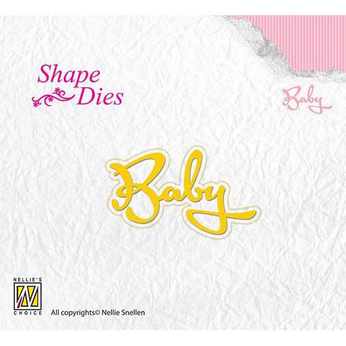 Nellie Snellen Shape Die - Dansk Tekst / Baby (inkl. skygge)