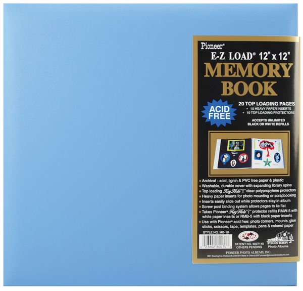 Pioneer Scrapbooking Album 12x12" - Postbound Leatherette / Baby Blue