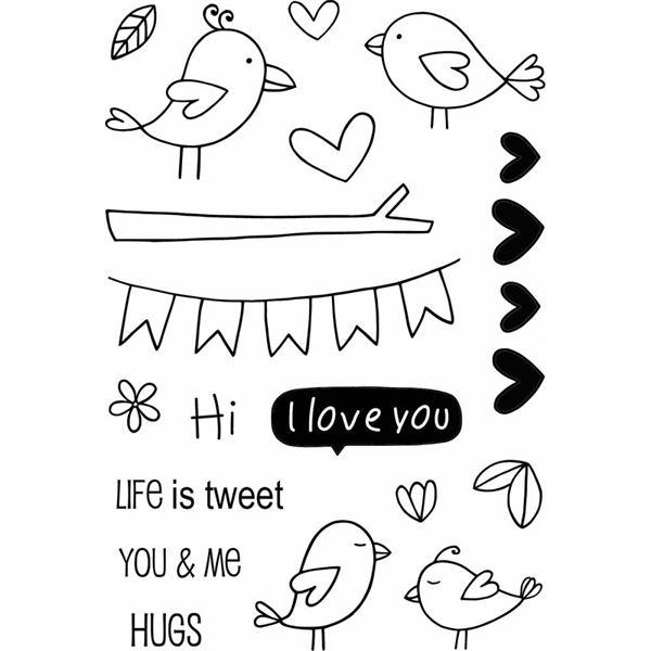 Jane\'s Doodles Clear Stamp Set - Love Birds