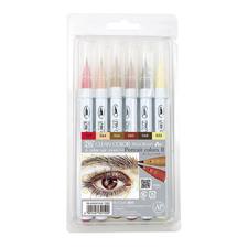 Zig Clean Color Real Brush Marker Set - 6/Pkg / Portrait Colors II